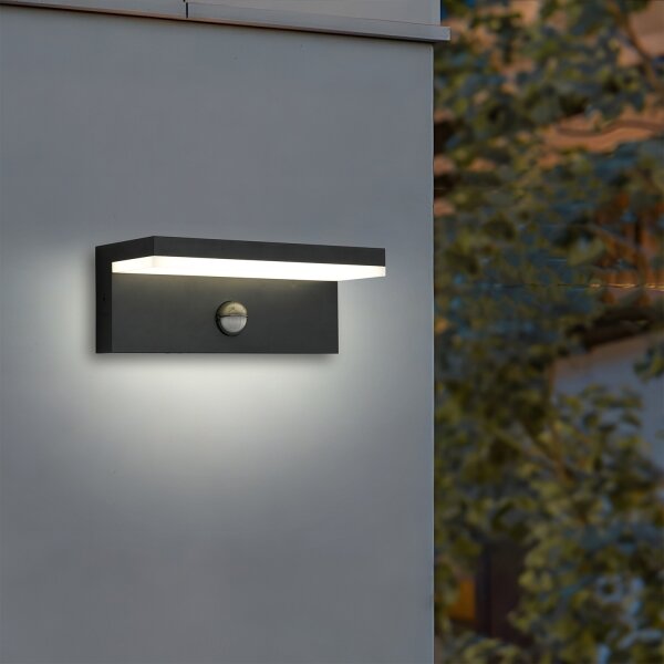 Brilagi-LED Venkovní nástěnné svítidlo se senzorem TESSI LED/10W/230V černá IP54