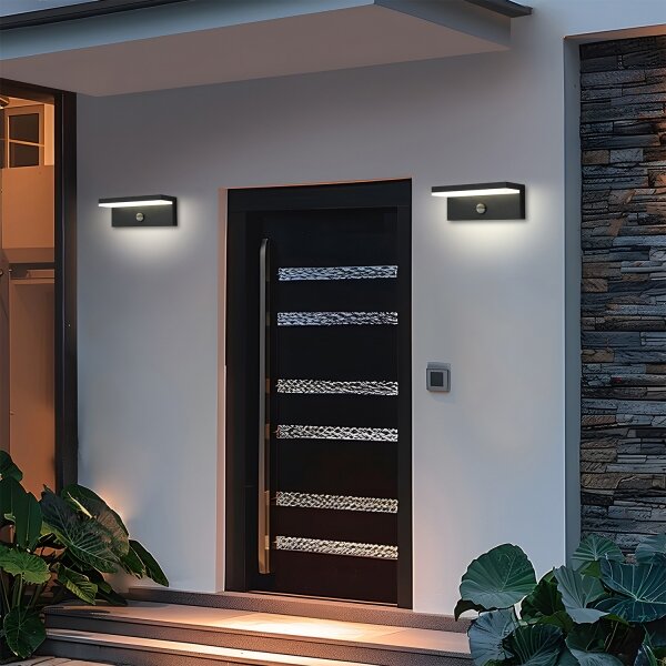 Brilagi-LED Venkovní nástěnné svítidlo se senzorem TESSI LED/10W/230V černá IP54