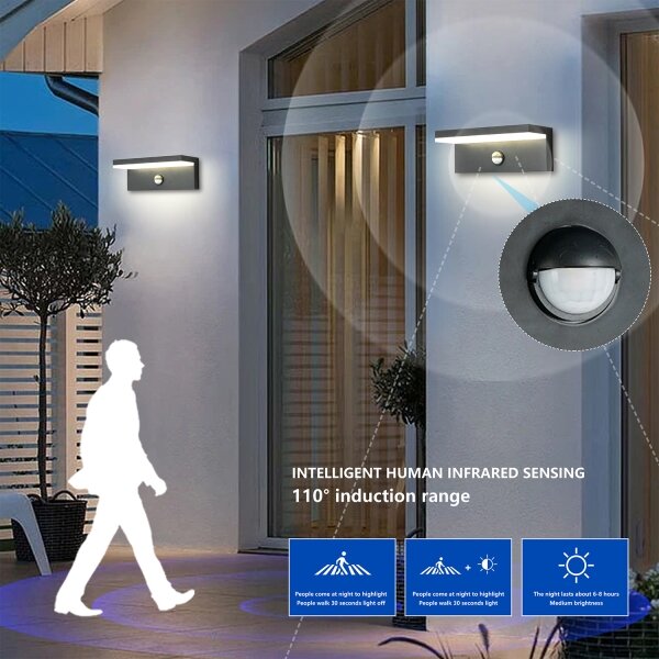 Brilagi-LED Venkovní nástěnné svítidlo se senzorem TESSI LED/10W/230V antr. IP54