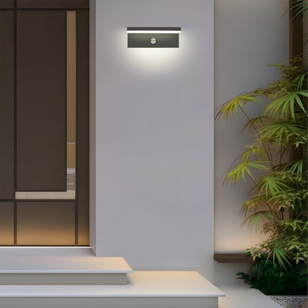 Brilagi-LED Venkovní nástěnné svítidlo se senzorem TESSI LED/10W/230V antr. IP54