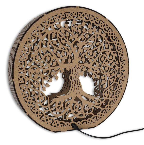 Dřevěná LED lampa Strom života | FEAL: HDF - Ořech 20 cm 4777-115075 LED0597