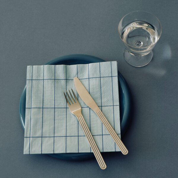 Papírové ubrousky Pattern Lunch Light Blue/Blue Grid – set 20 ks