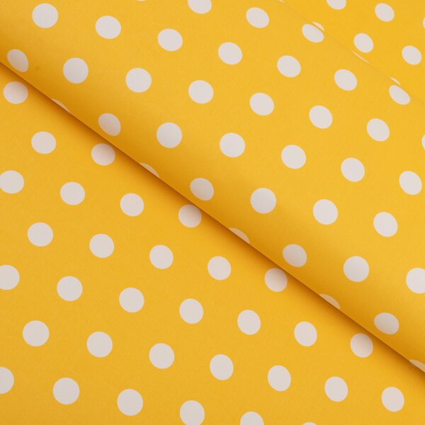 Biante Bavlněný oválný ubrus Sandra SA-598 Bílé puntíky na žlutém 50x100 cm