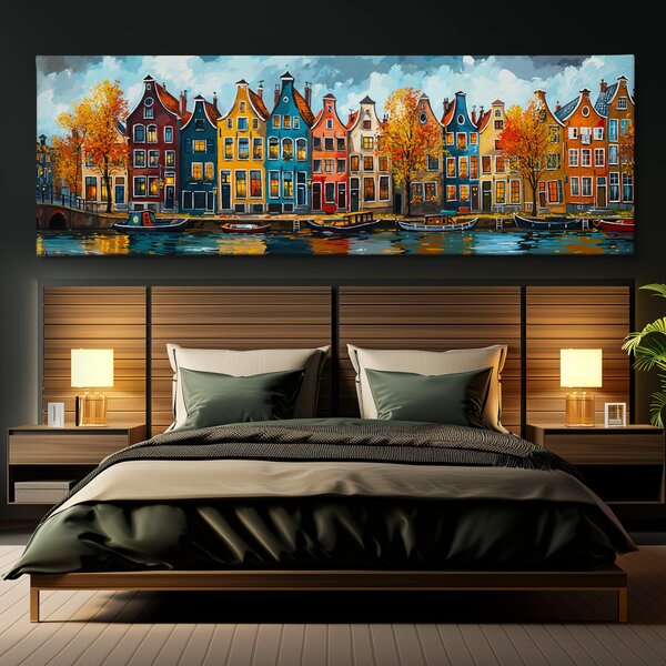 Obraz na plátně - Rotterdamskými kanály FeelHappy.cz Velikost obrazu (šířka x výška): 120 x 40 cm