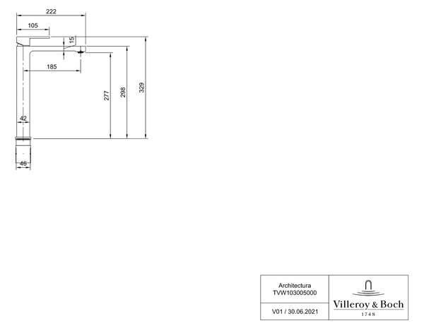Villeroy & Boch Architectura umyvadlová baterie stojící chrom TVW10300500061