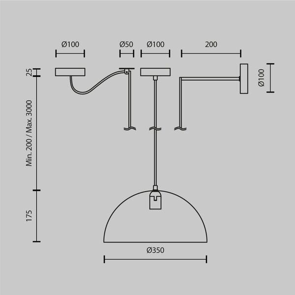 Maytoni Závěsné svítidlo BASIC, 1xE27, Ø 35 cm, d. 15,5 cm Barva: Šedá