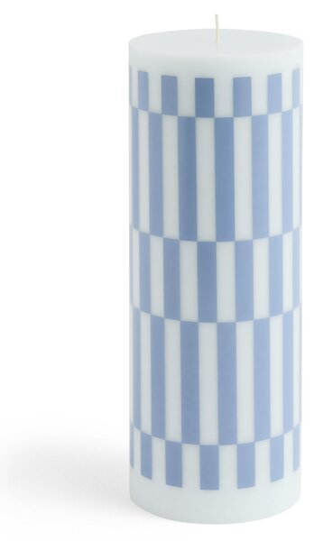 Svíčka Column Candle L Light Blue and Dusty Blue Check 170 h