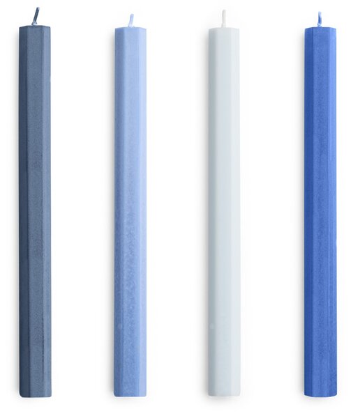 Svíčka Hexagon Candle Blues – set 4 ks