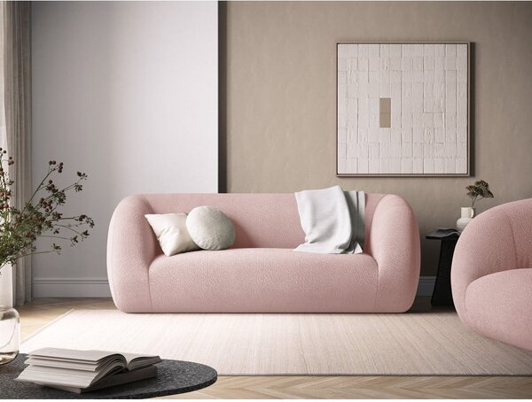 Světle růžová pohovka z textilie bouclé 210 cm Essen – Cosmopolitan Design
