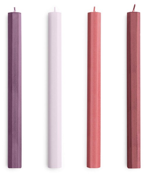 Svíčka Hexagon Candle Reds and Bordeaux – set 4 ks