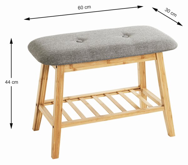LAVICE S BOTNÍKEM, šedá, přírodní barvy, 60/44/30 cm Xora - Regály na boty