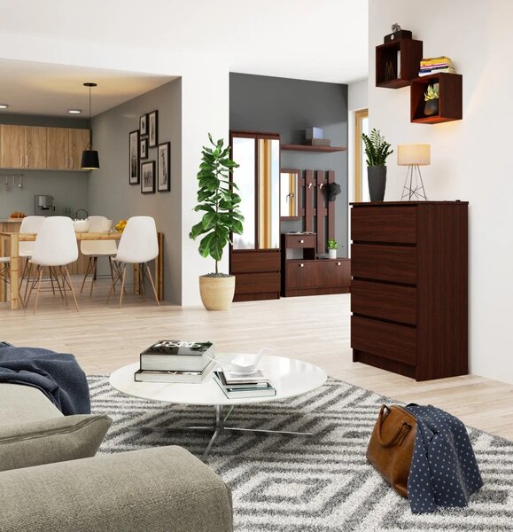 Úzká komoda se šuplíky SAVRILA - wenge