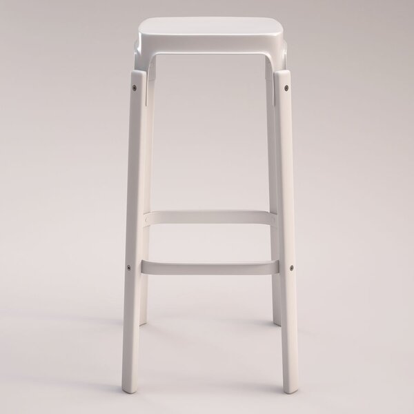 MAGIS - Barová židle STEELWOOD STOOL vysoká - bílá