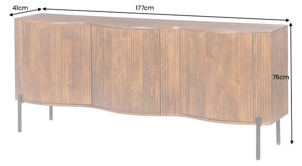 Komoda GRANDEUR 3D 180 CM hnědá masiv mango Nábytek | Úložné prostory | Komody | Nízké