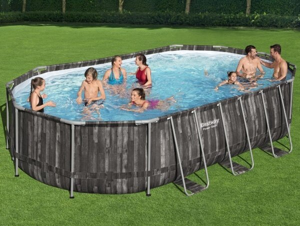 Bazén Frame Tmavé Dřevo Ovál 6,1x3,66x1,22m s příslušenstvím