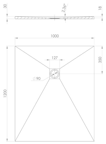 Polysan Treneca obdélníková sprchová vanička 120x100 cm černá 84313.21