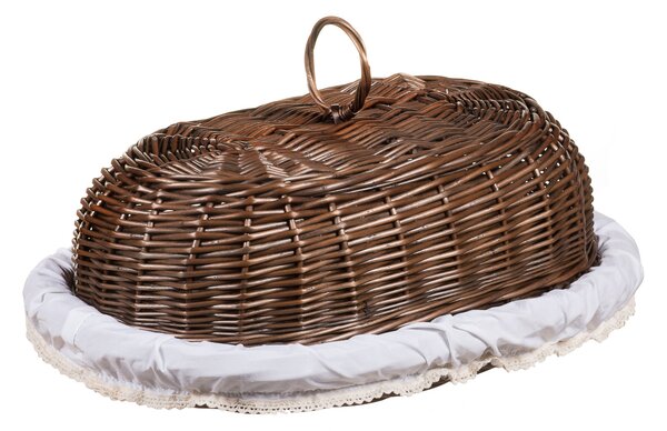 Chlebník proutěný provence s látkou Mochila III. š.39 x hl.28 x v.13(cm)