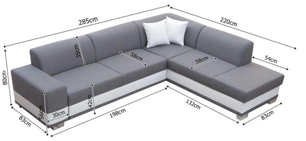 Rohová sedací souprava Darcia (světle šedá + žlutá) (P)