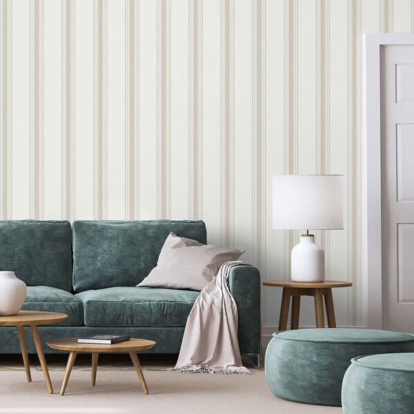 Vliesová tapeta na zeď, béžová, pruhy, 9810-2, Essential Stripes, ICH Wallcoverings