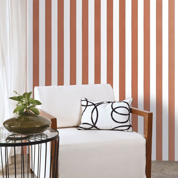 Vliesová tapeta na zeď, oranžovo-bílá, pruhy, 5060-3, Essential Stripes, ICH Wallcoverings
