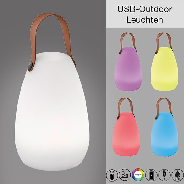 Bílo-hnědá LED stolní lampa (výška 26 cm) Ruby – Fischer & Honsel