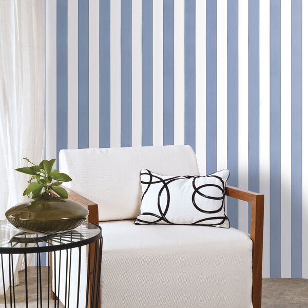 Vliesová tapeta na zeď, modro-bílá, pruhy, 5060-1, Essential Stripes, ICH Wallcoverings