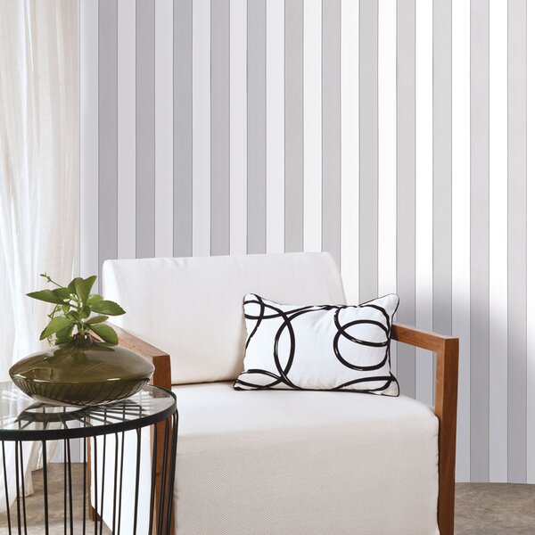 Vliesová tapeta na zeď, šedo-bílá, pruhy, 5060-2, Essential Stripes, ICH Wallcoverings