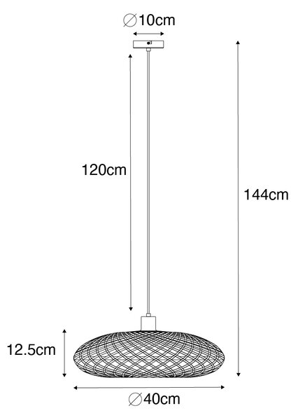 Orientální závěsné svítidlo černé bambusové 40 cm - Ostrava