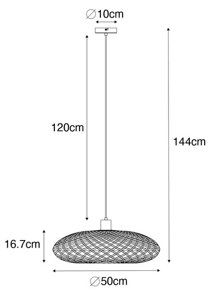 Orientální závěsné svítidlo černé bambusové 50 cm - Ostrava