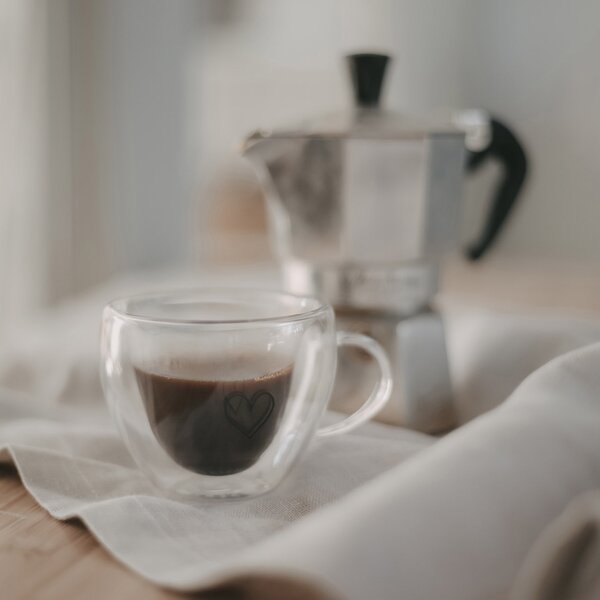 Skleněný hrneček na espresso Heart 50 ml