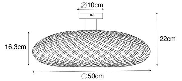 Orientální stropní svítidlo černé bambusové 50 cm - Ostrava