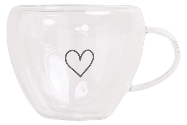 Skleněný hrneček na espresso Heart 50 ml