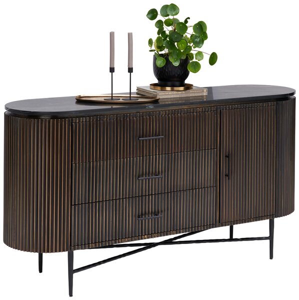 ŠIROKÁ KOMODA, barvy mosazi, 150/80/40 cm Ambia Home - Komody na nožičkách