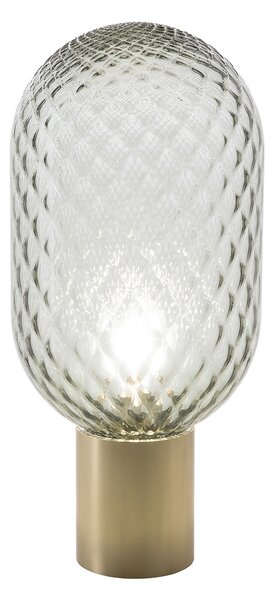 Il Fanale 279.03.G Bloom, stolní lampa z mosazi a kouřového šedého skla, 1x15W LED E27, průměr 20,8cm