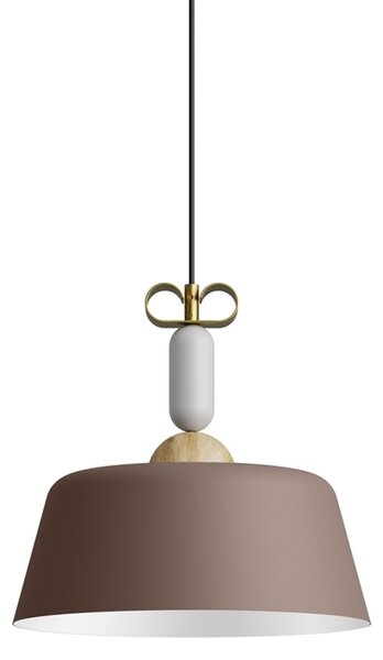 Il Fanale N3M10 Bon Ton, závěsné svítidlo v hnědé barvě s prvky dřeva a mosazi, 1x15W E27, prům. 40cm