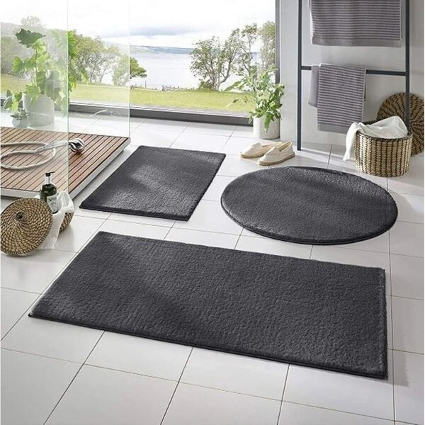 Tmavě šedé koupelnové předložky v sadě 3 ks 50x90 cm – Mila Home