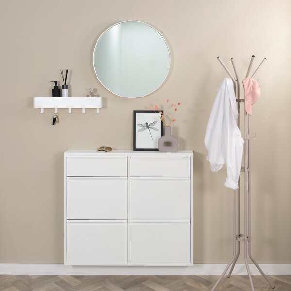Bílý kovový výklopný botník 98x86x15 cm Billy – Spinder Design
