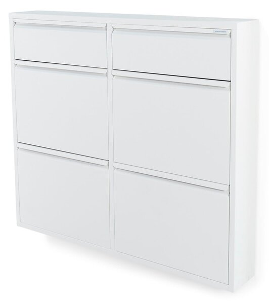 Bílý kovový výklopný botník 98x86x15 cm Billy – Spinder Design