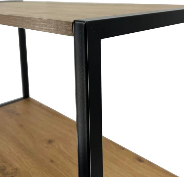 Kovový policový regál 80 cm DERIVAL - černý / dub artisan