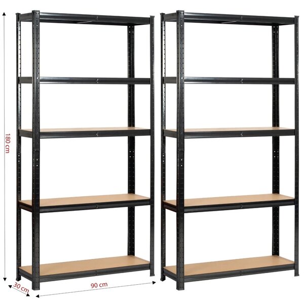 Set kovových regálů do domácnosti 90 cm QARIAN - černý