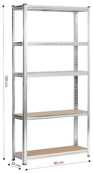 Regál do domácnosti 90 cm QARIAN - stříbrný