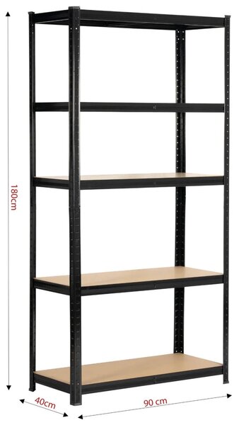 Kovový regál 90 cm QARIAN - černý