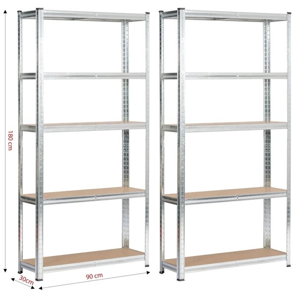 Set kovových regálů do domácnosti 90 cm QARIAN - stříbrný