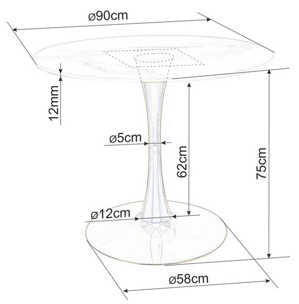 Jídelní stůl Espero 90 cm, mramor / bílá