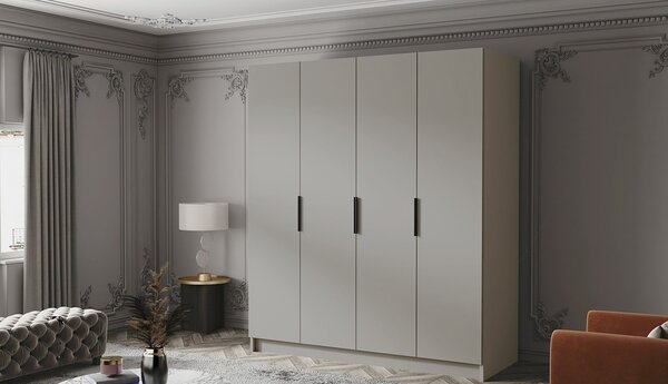 Šatní skříň 200 cm KAOS 1 - kašmír / černé úchyty