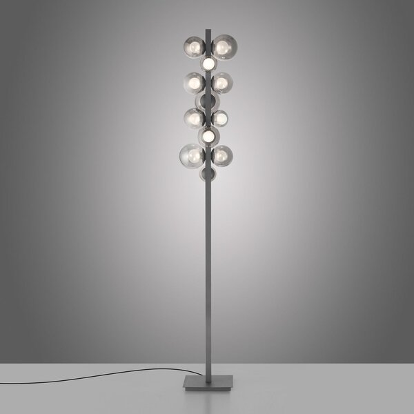Stojací Lampa PURE, Popup, stmívatelné, Šedá, Obývací pokoj, Hliník, Moderní