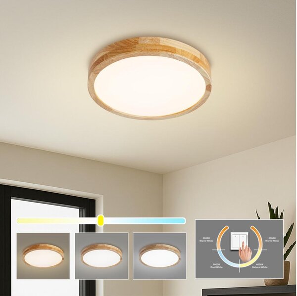 Brilagi - LED Stropní sv. WOODLINE LED/24W/230V 3000/4000/6000K dub pr. 30 cm