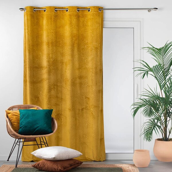 Žlutý sametový závěs 140x240 cm Analia – douceur d'intérieur