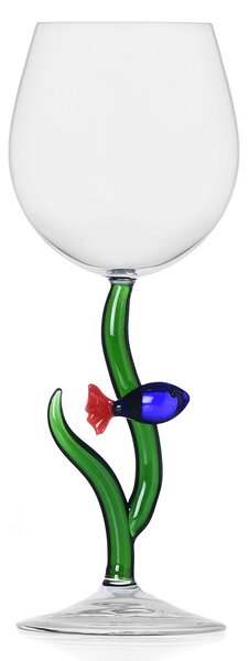 Ichendorf Milano designové sklenice na bílé víno Marine Garden Stemmed Glass Blue Fish with Red Tail