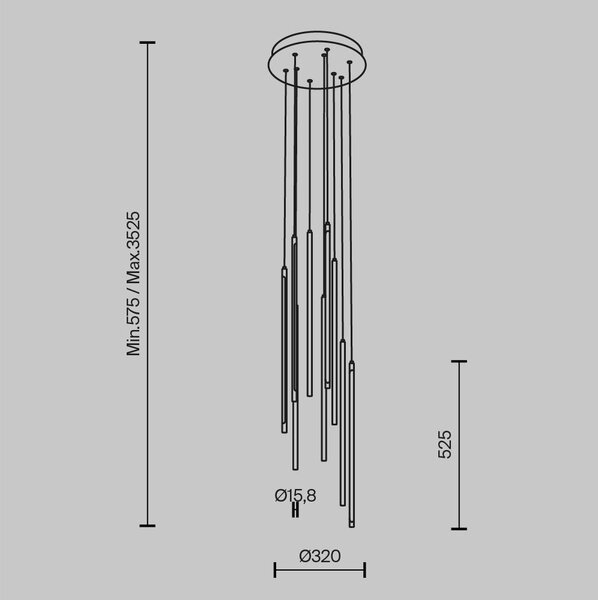 Maytoni Závěsné LED svítidlo LIGHT STICK, 46W, Ø 35 cm, CRI80, stmívatelné Barva: Černá